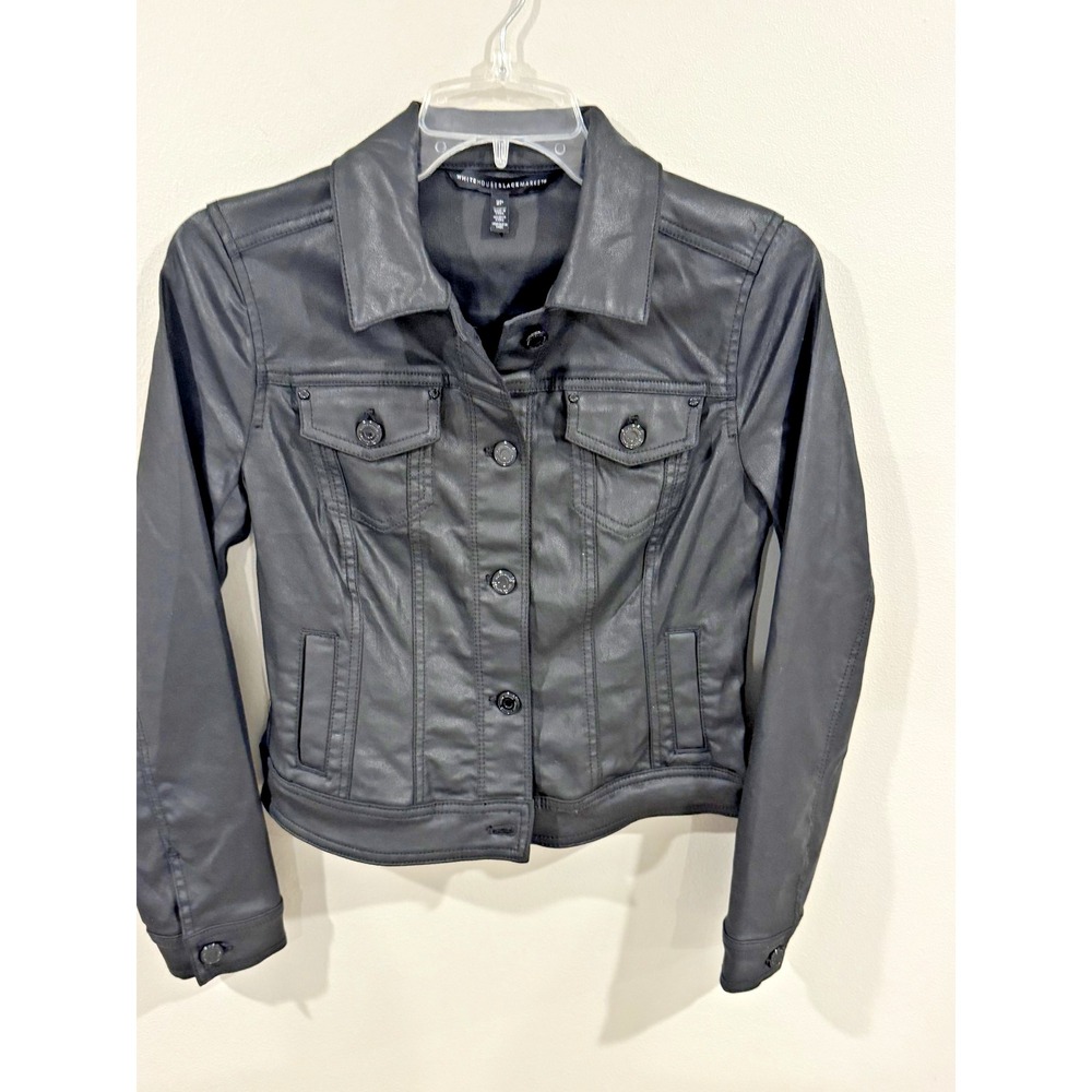 White House Black Market Essential Moto Jacket Black Faux Leather 2P - Picture 2 of 8